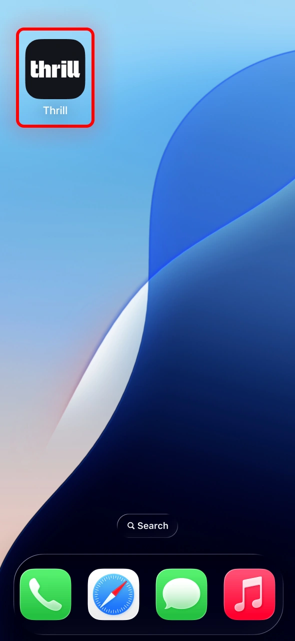Launch the Thrill PWA application directly from your device screen.