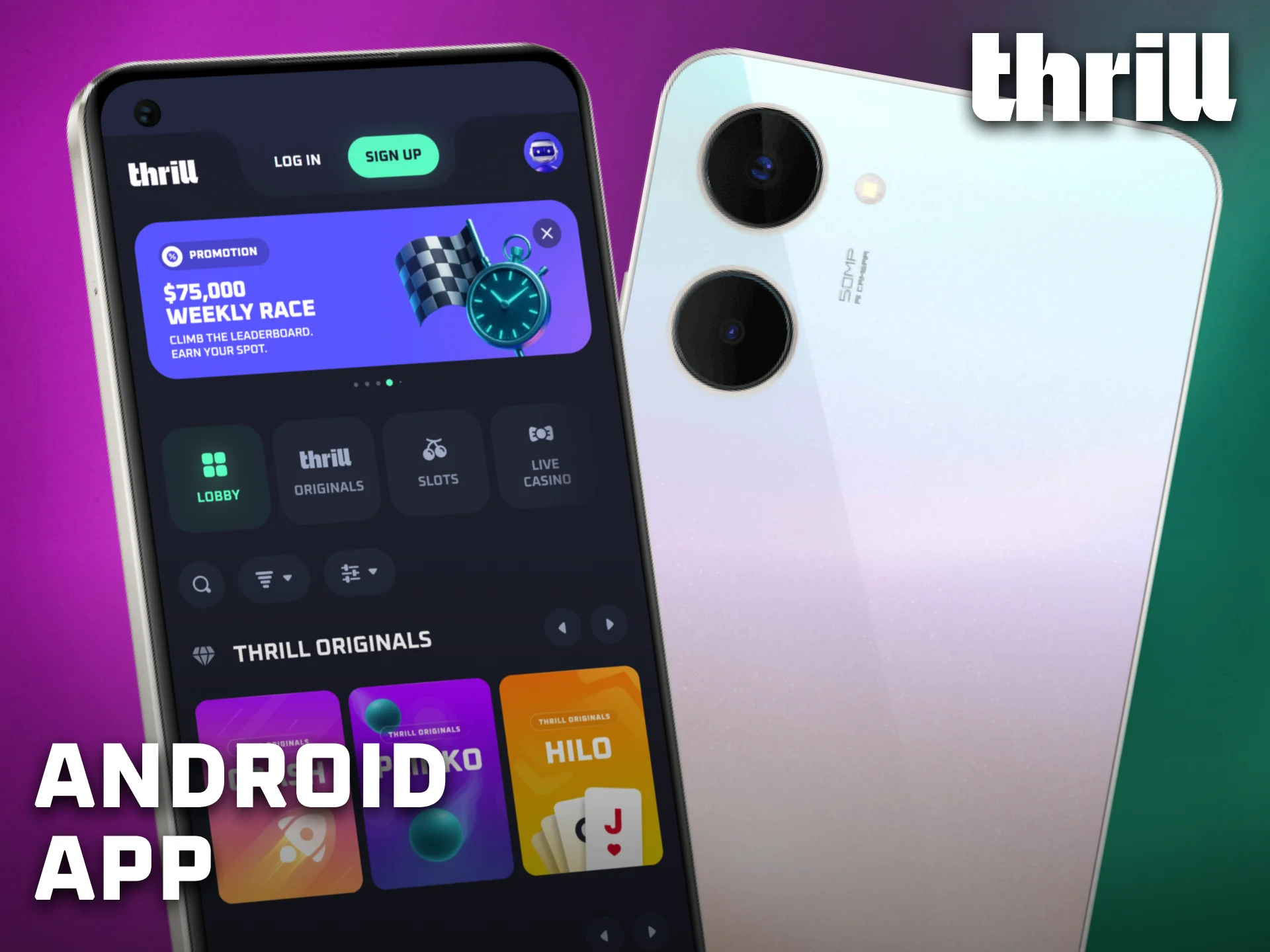 Install the Thrill Android app for smooth access on compatible devices.