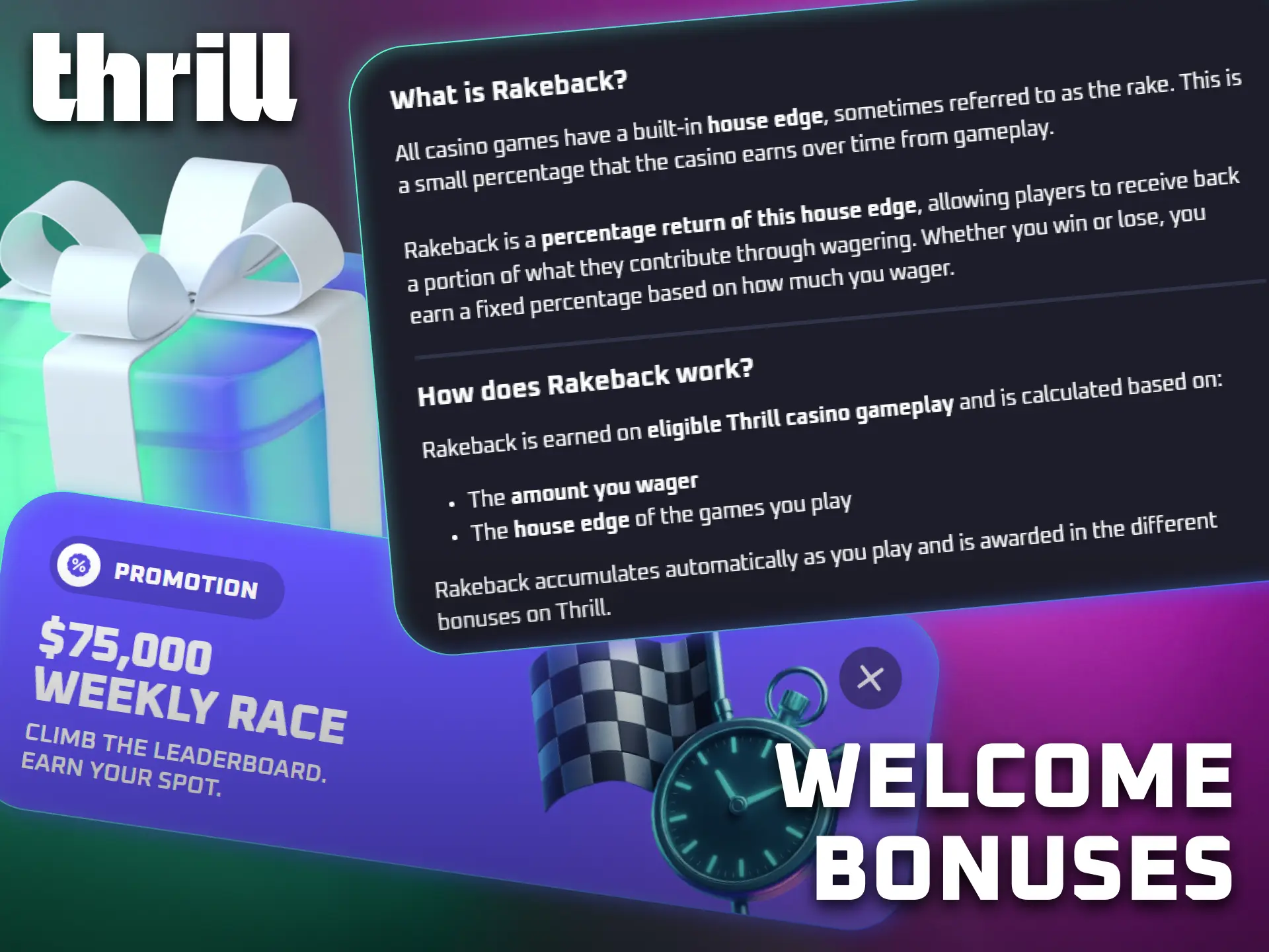 Thrill provides welcome rewards designed for new players from India.