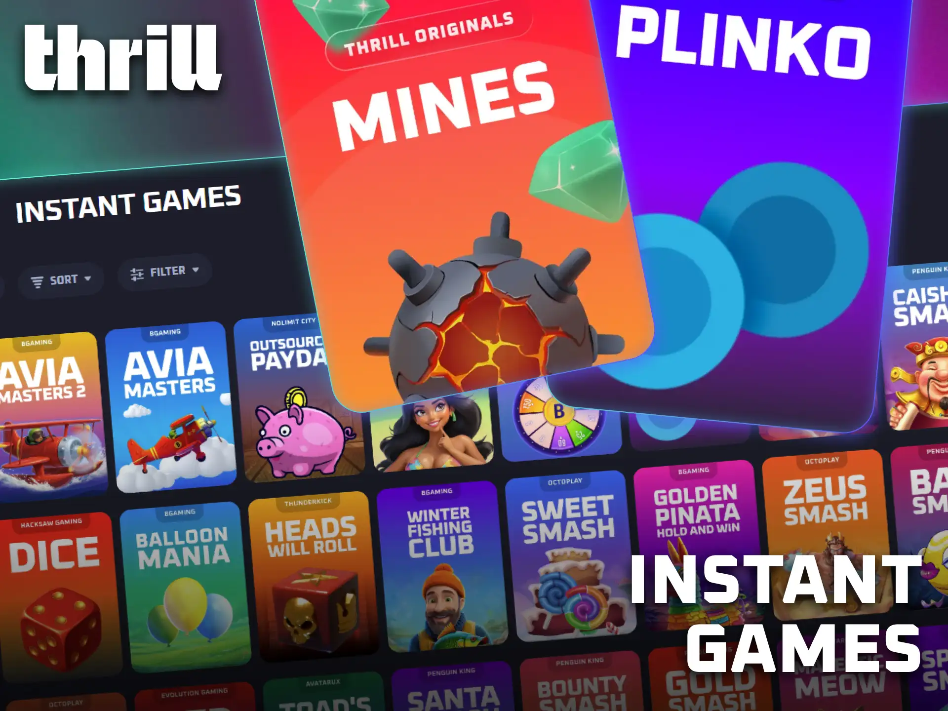 Enjoy instant games on Thrill for quick and engaging gameplay.