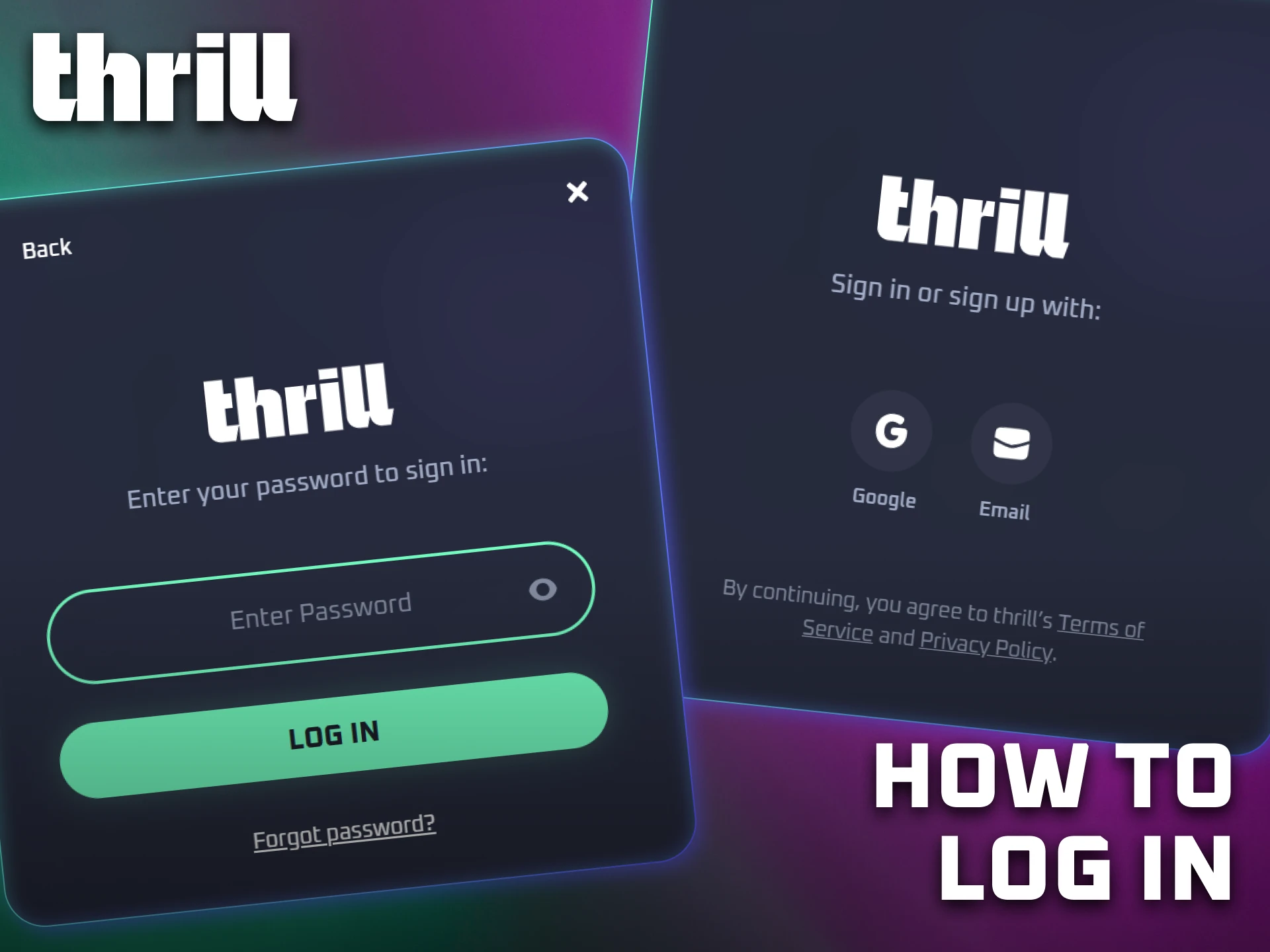 Log in to your Thrill account and access all available features.